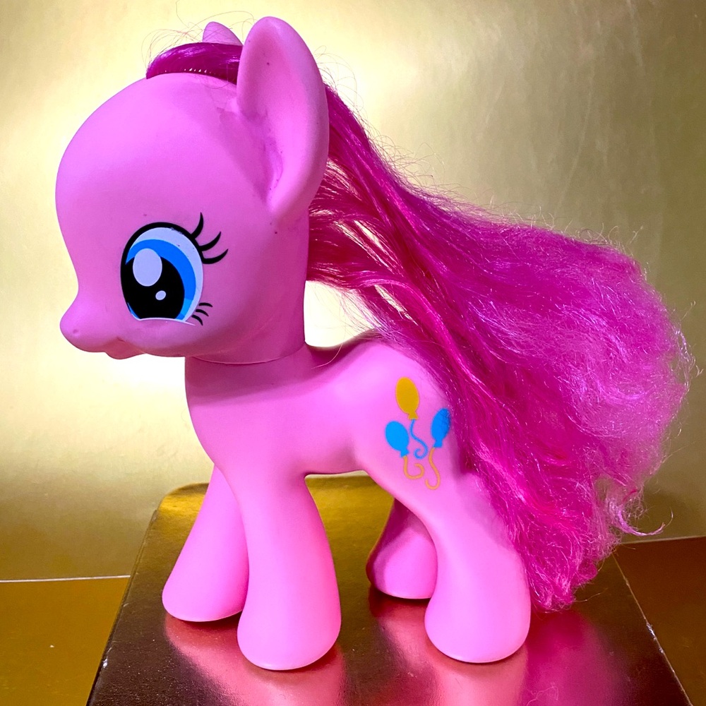 MY LITTLE PONY G4 VTG 2013 PINKIE PIE LARGE 8.5” PONY HEAD TURNS BRUSHABLE HAIR